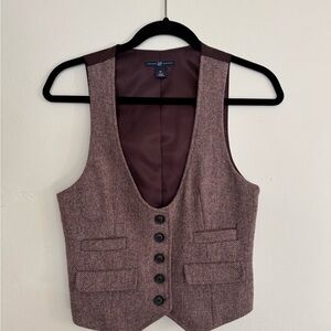Mauve Tweed Button-Up Vest